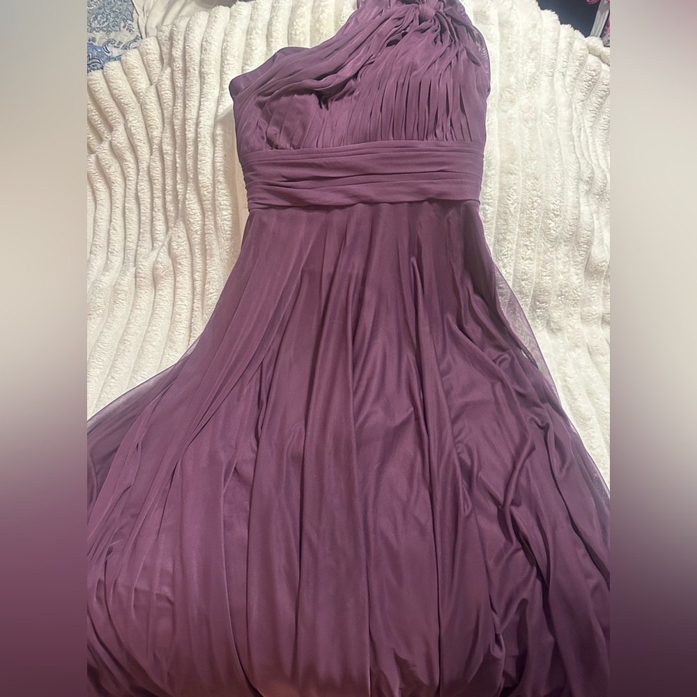 Azazie One-Shoulder Dress in Rich Purple